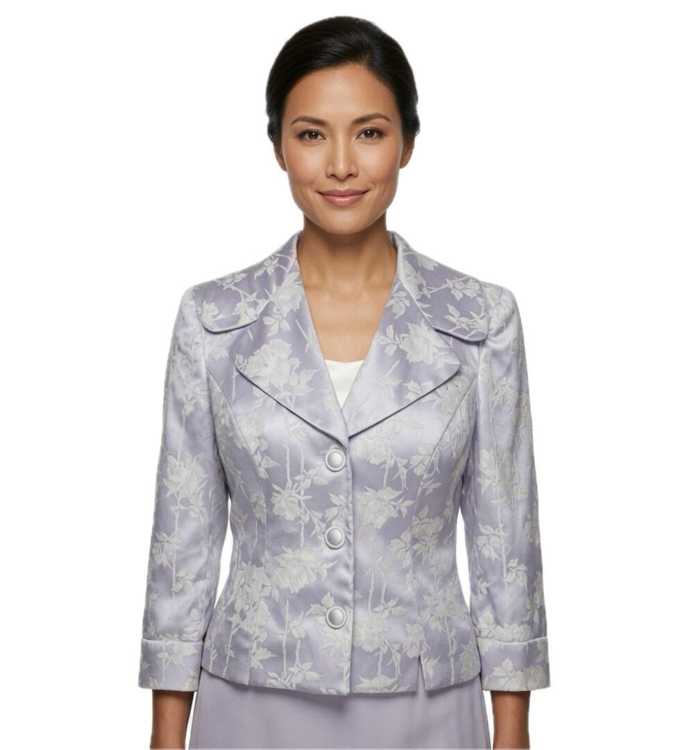 Vintage bebe Lilac Purple White Floral Print Blazer Jacket Size 8